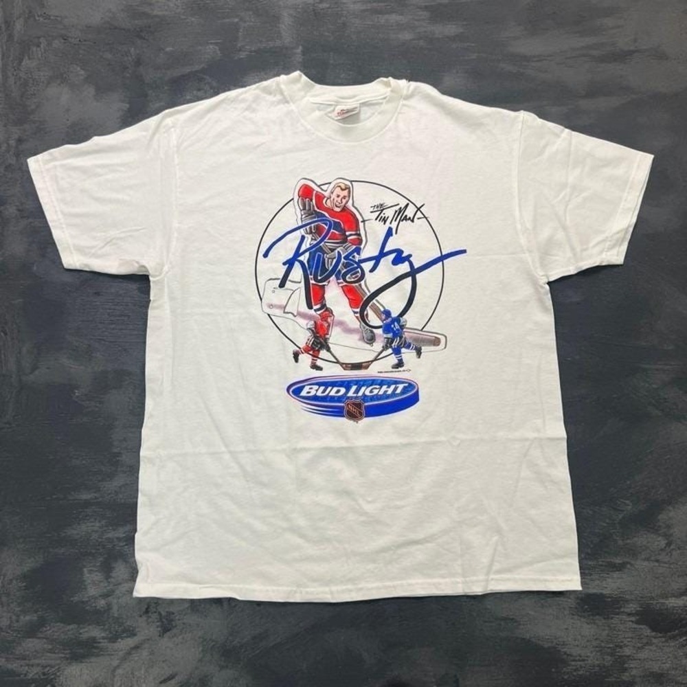 Vintage Bud Light Rusty The Tin Man Shirt Mens XL White 1990s NHL